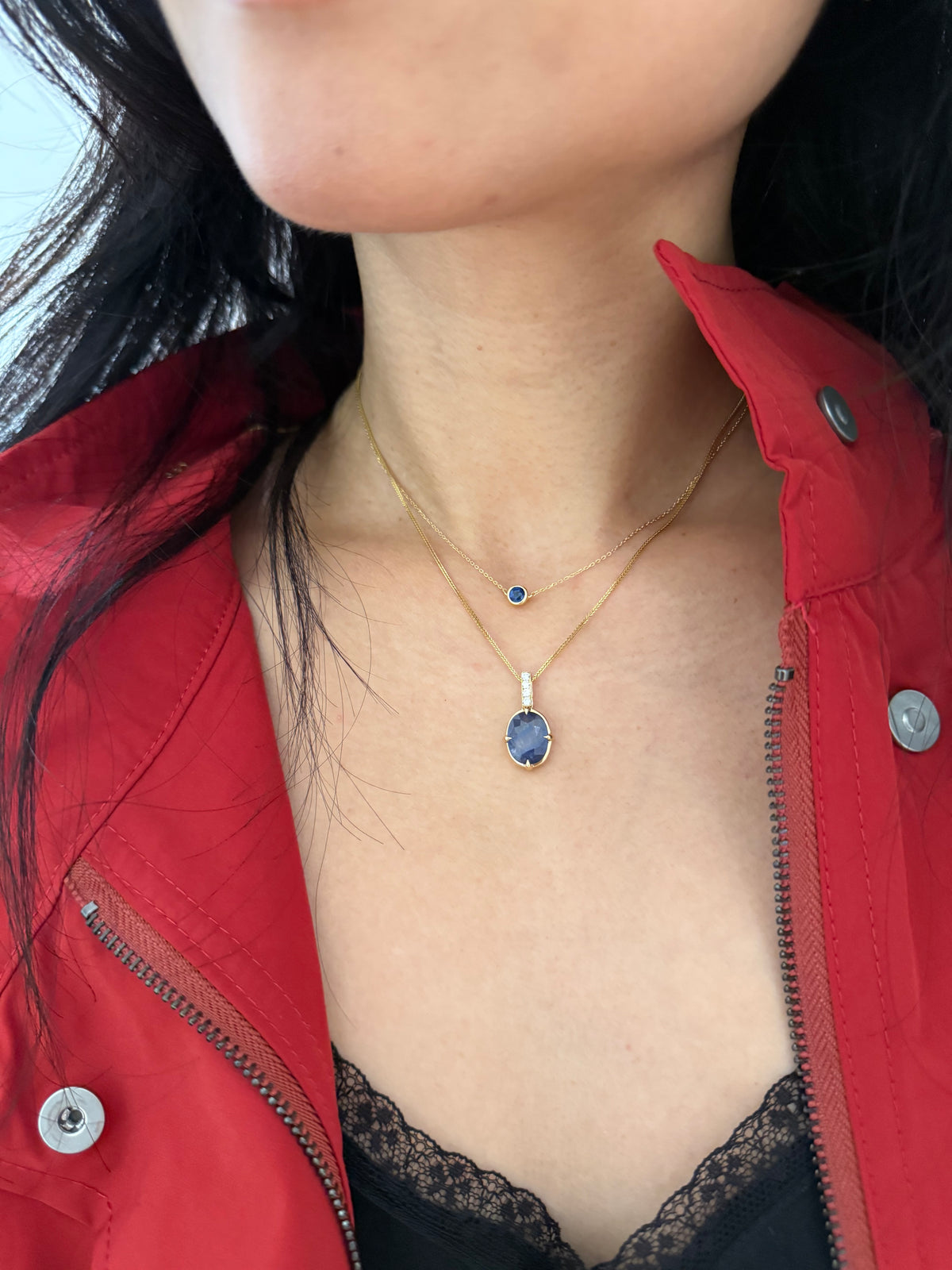 Siam Parti Sapphire & Diamond Supreme Compass Pendant Necklace