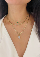 Ice Jadeite & Diamond Snow On Water Pendant Necklace 18k handmade fine jewelry on model