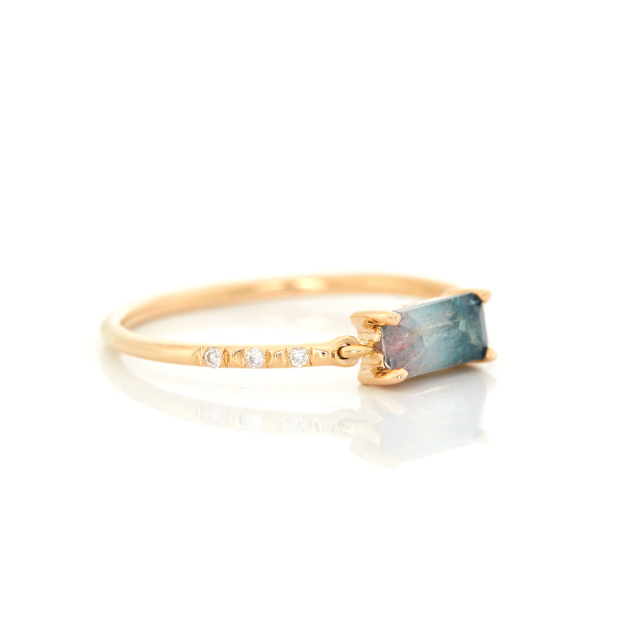 Indicolite watermelon tourmaline petite circle ring