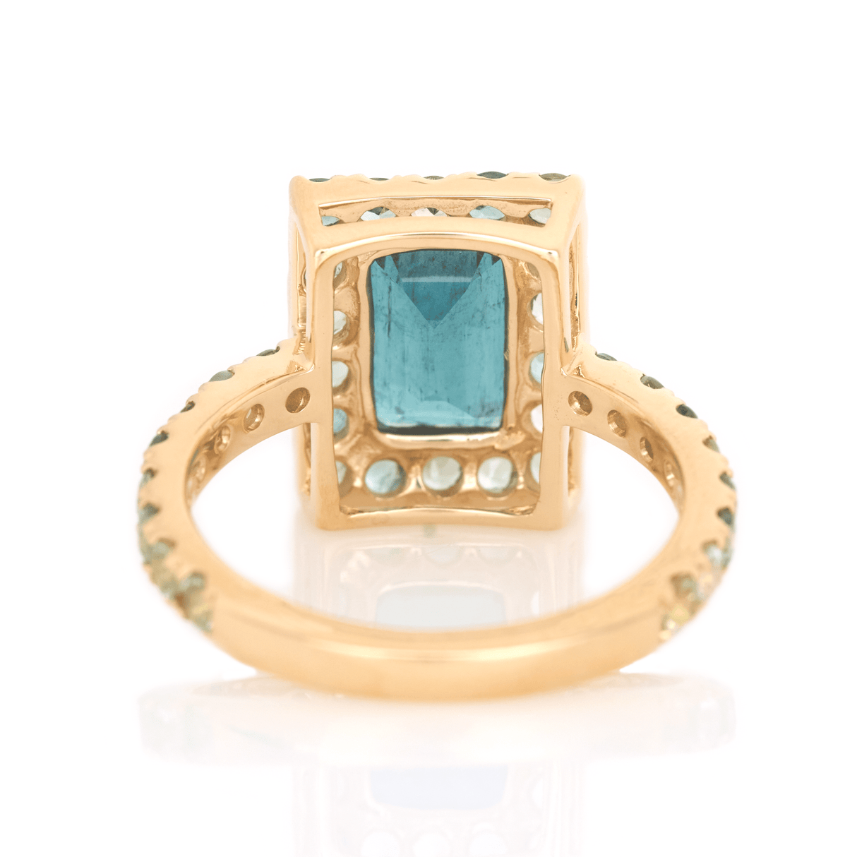 Indicolite Candy Ring 18K gold engagement ring back view