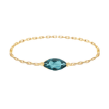 Indicolite Marquise Chain Ring 14k gold Stackable ring 