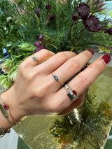 Indicolite Marquise Chain Ring 14k gold Stackable ring on model