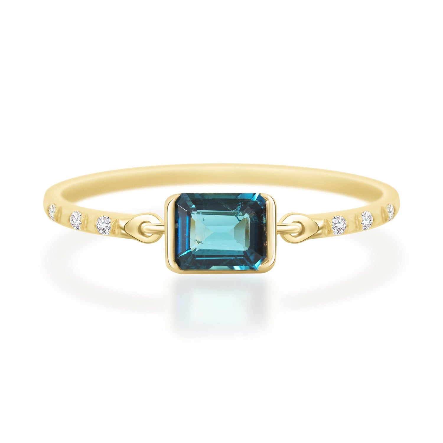 Baguette Indicolite Petite Circle Diamond Ring