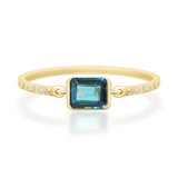 Baguette Indicolite Petite Circle Diamond Ring
