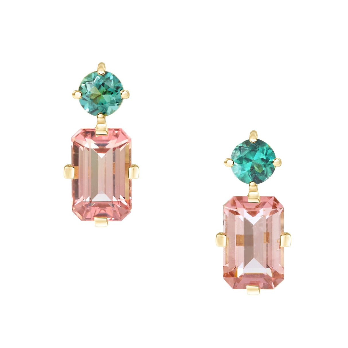 Indicolite & Pink Tourmaline Earrings