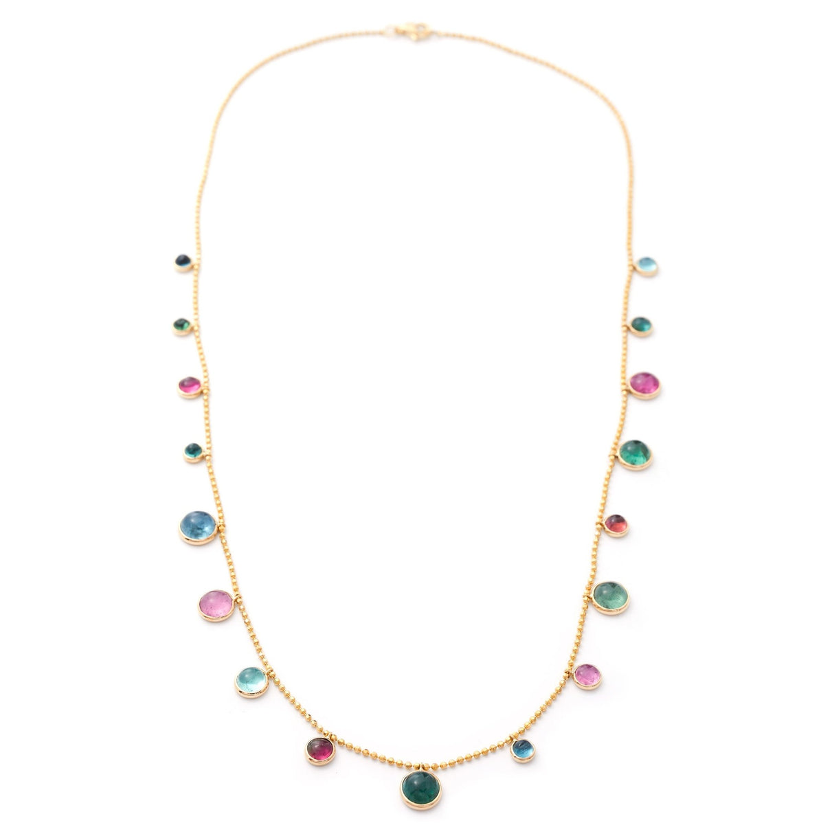 Indicolite & Rubellite Eos Candy Necklace 18k handmade fine jewelry