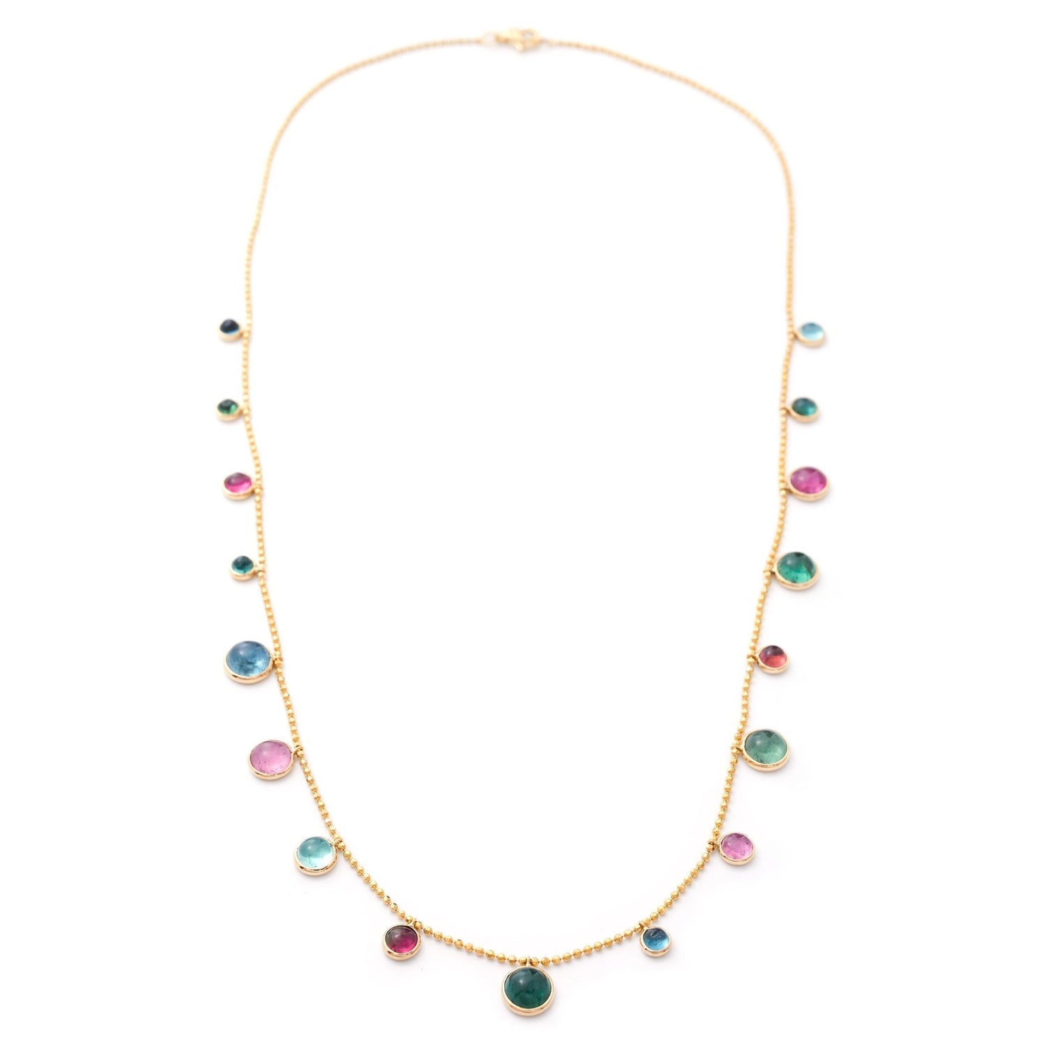 Indicolite & Rubellite Eos Candy Necklace 18k handmade fine jewelry