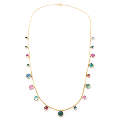 Indicolite & Rubellite Eos Candy Necklace 18k handmade fine jewelry