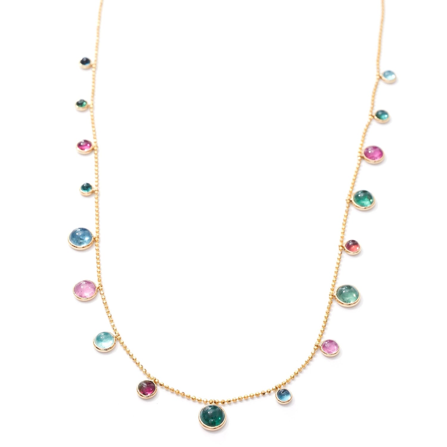 Indicolite & Rubellite Eos Candy Necklace 18k handmade fine jewelry 2
