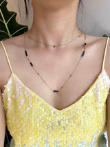 Indicolite & Ruby Candy Bar Necklace 18k handmade fine jewelry on model