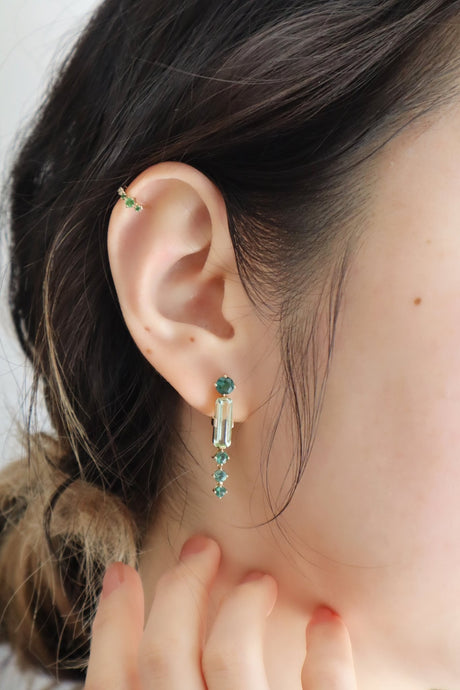 Indicolite Tourmaline Bar Earrings