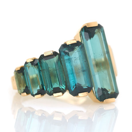 Indicolite Tourmaline Crescendo Supreme Ring 18k gold Stackable ring