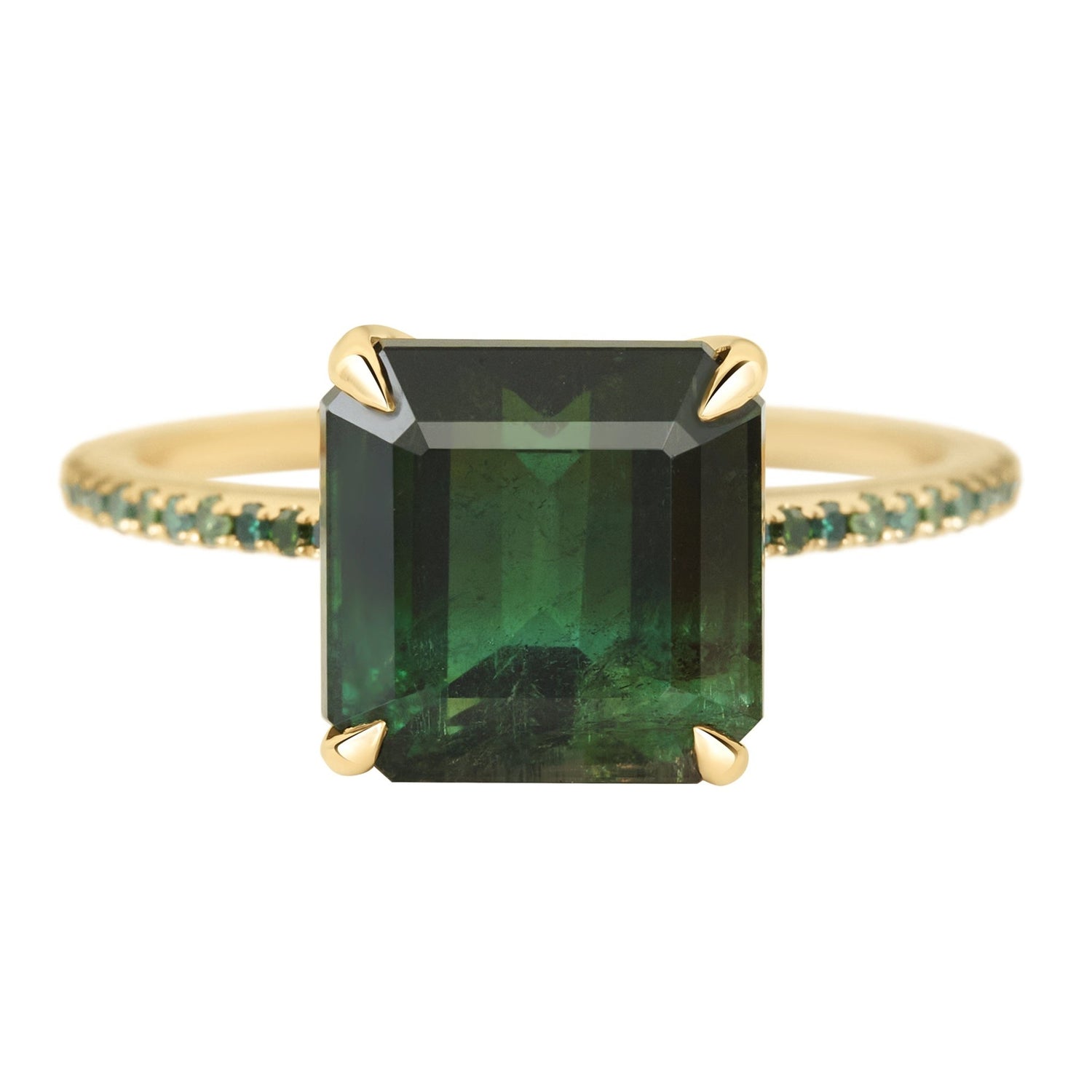 Indicolite_Tourmaline_Green_Diamond_Raven_Bar_Ring_18K_gold_Stackable_Ring