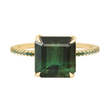 Ombré Green Tourmaline & Green Diamond Raven Bar Ring