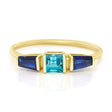 Indicolite Tourmaline & Sapphire Triplet Ring 18k gold stackable ring