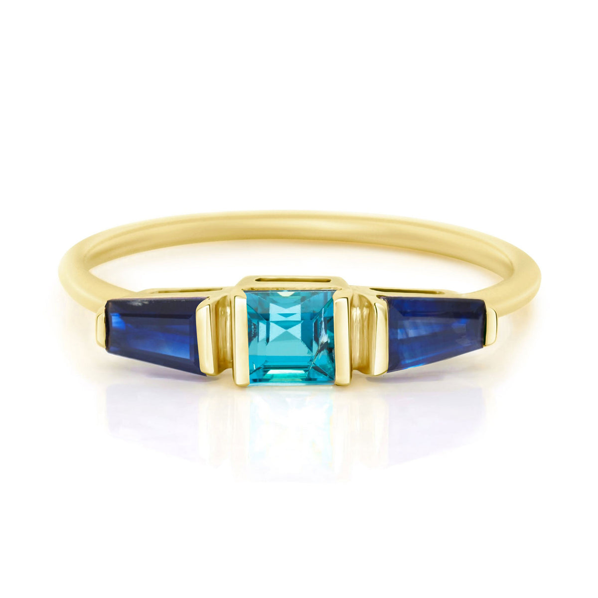 Indicolite Tourmaline & Sapphire Triplet Ring