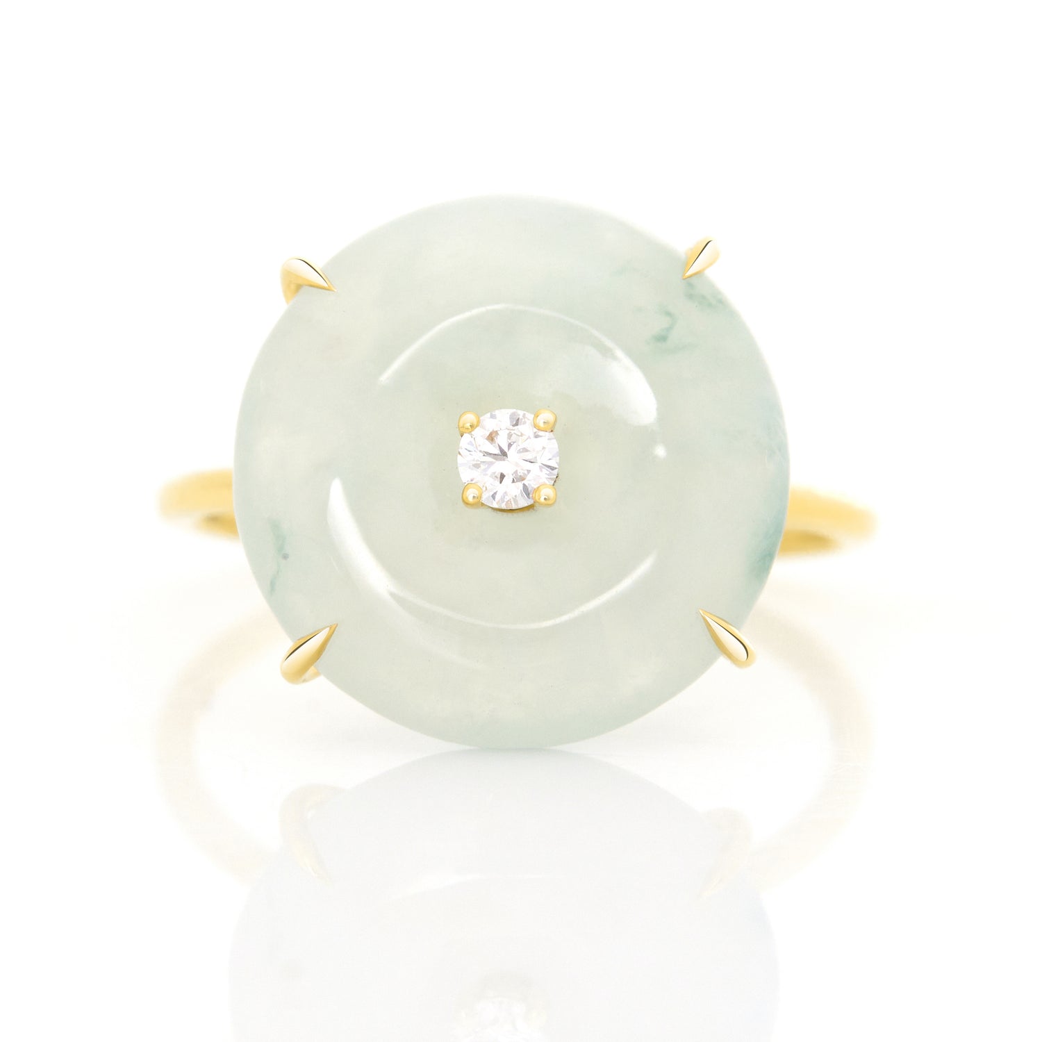 Jade & Diamond Spin Ring 18k gold stackable ring