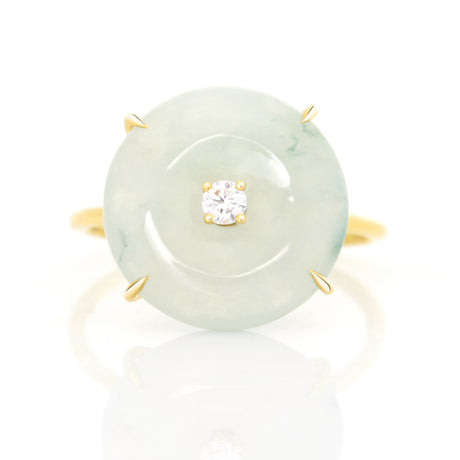 Jade & Diamond Spin Ring 18k gold stackable ring