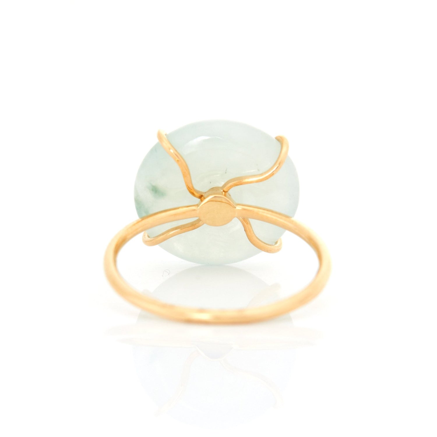 Jade & Diamond Spin Ring 18k gold stackable ring back view