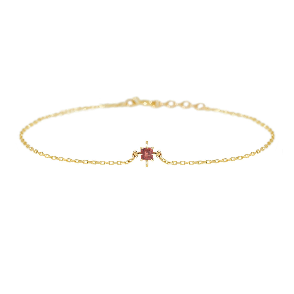 January Birthstone Garnet Bracelet 14k gold stackable design