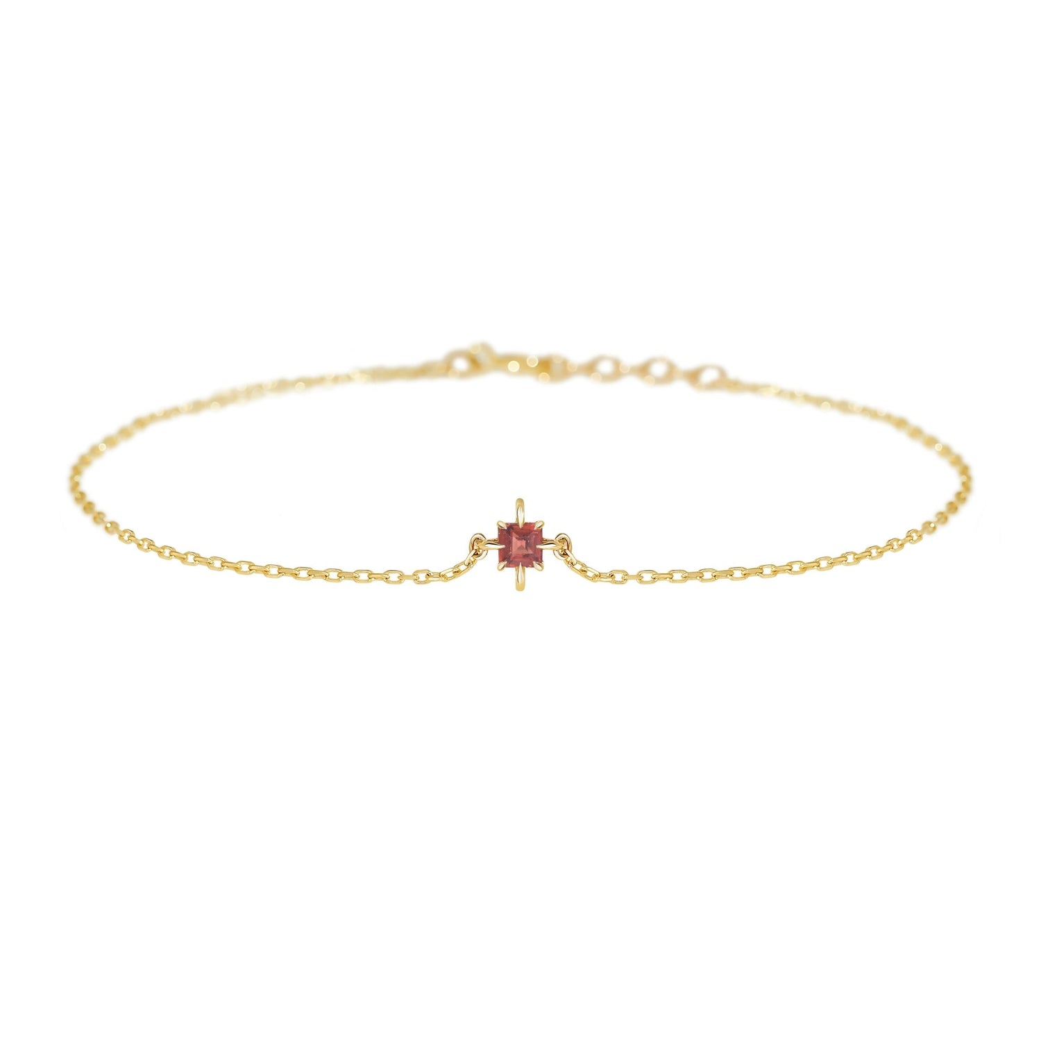 January Birthstone Garnet Bracelet 14k gold stackable design