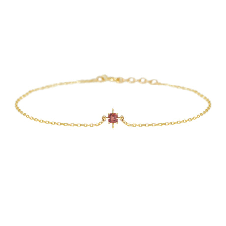 January Birthstone Garnet Bracelet 14k gold stackable design