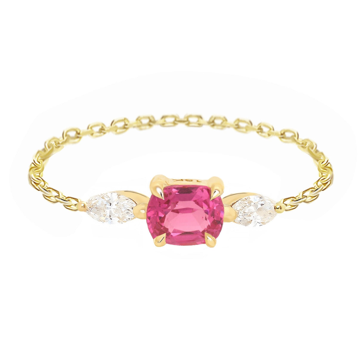 Jedi Spinel & Diamond Dream Weaver Chain Ring 18k gold stackable ring
