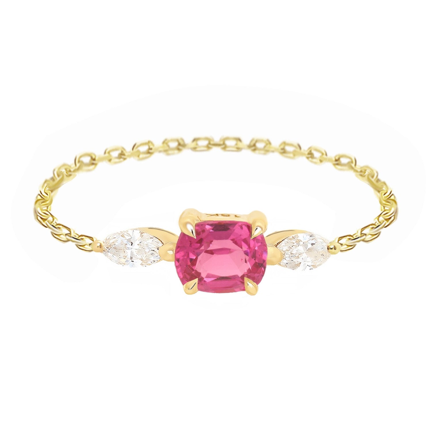 Jedi Spinel & Diamond Dream Weaver Chain Ring 18k gold stackable ring