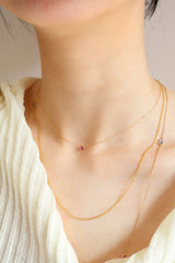 Jedi Spinel Petite Button Necklace  18K gold handmade fine jewelry on model