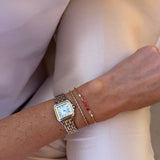 Jedi Spinels & Diamond Compass Bangle 18k gold Stackable design on model