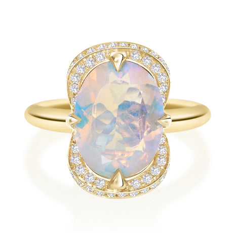 Jelly Opal Aurora Ring 18k gold engagement ring