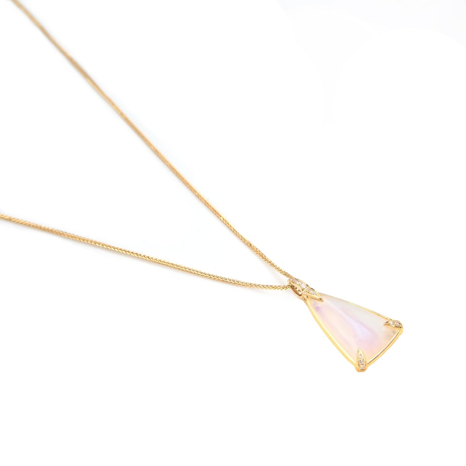 Jelly Opal & Diamond Necklace 18k handmade fine jewelry