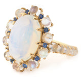 Jelly Opal & Moonstone Bubble Ring 18k gold engagement ring side view