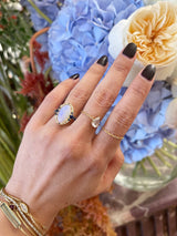 Jelly Opal, Sapphire & Diamond Nexus Ring 18k gold engagement ring on model