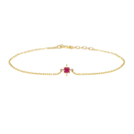 July Birthstone Ruby Bracelet 14k gold stackable design