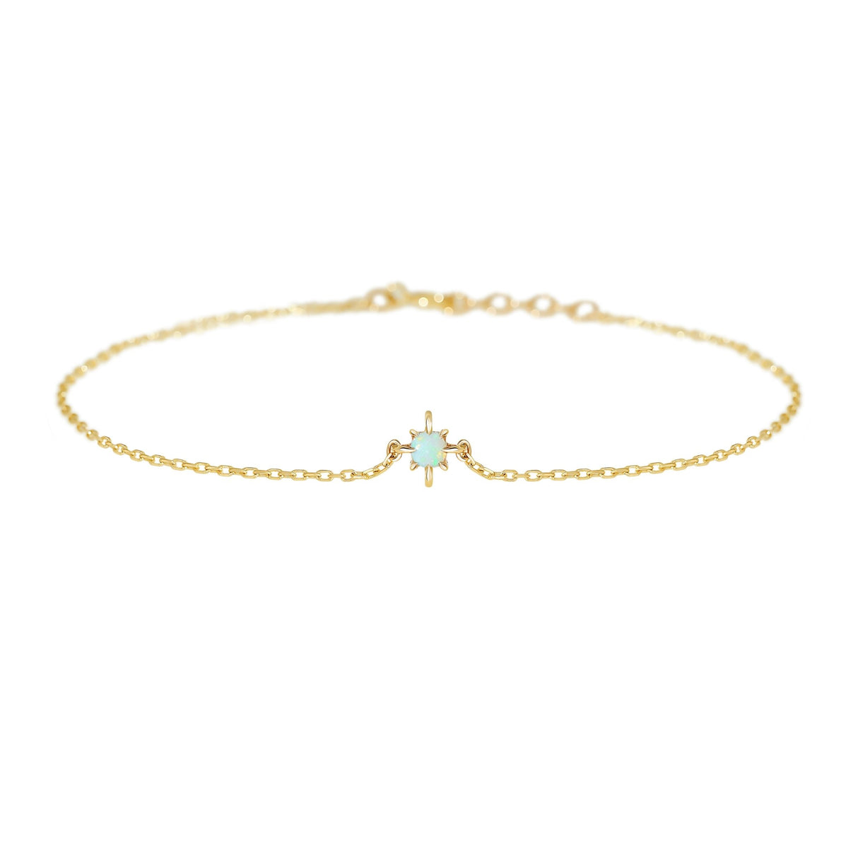 June Birthstone Opal Bracelet 14k gold stackable design