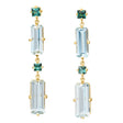 Lagoon Tourmaline Aquamarine Cascade Bar Earrings 18k gold Handmade fine jewelry