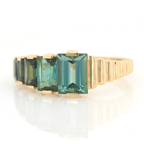 Lagoon Tourmaline Baguette Crescendo Ring 18K engagement ring