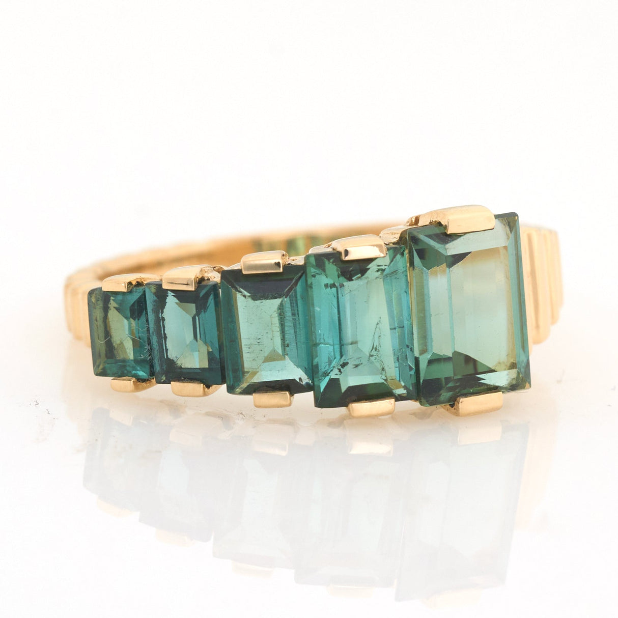 Lagoon Tourmaline Baguette Crescendo Ring 18K engagement ring 1