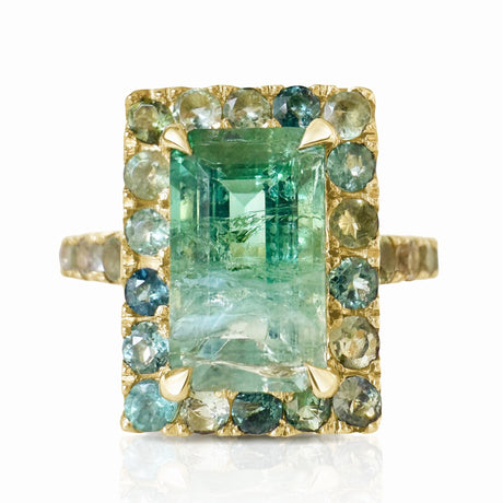 Lagoon Tourmaline Candy Ring 18K gold engangement ring
