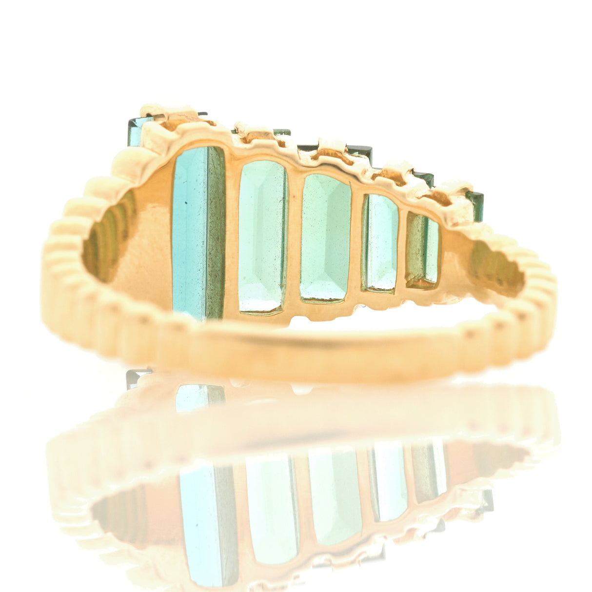 Lagoon Tourmaline Crescendo Ring 18k gold engagement back side