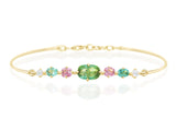 Lagoon Tourmaline,Spinel & Diamond Compass Bangle 18k gold Stackable design