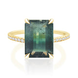 Lagoon Watermelon Tourmaline & Diamond Bar Ring 18K engagement ring