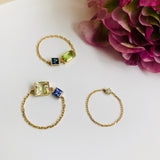 Lemon Quartz & Tanzanite Chain Ring 18k gold Stackable ring side