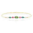 Light Green Tourmalines & Pink Spinels Compass Bangle YG14K stackable design