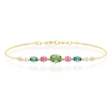 Light Green Tourmalines & Pink Spinels Compass Bangle YG14K stackable design