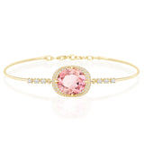 Light Pink Tourmaline Aurora Bangle 18K Gold Stackable Design