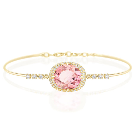 Light Pink Tourmaline Aurora Bangle 18K Gold Stackable Design
