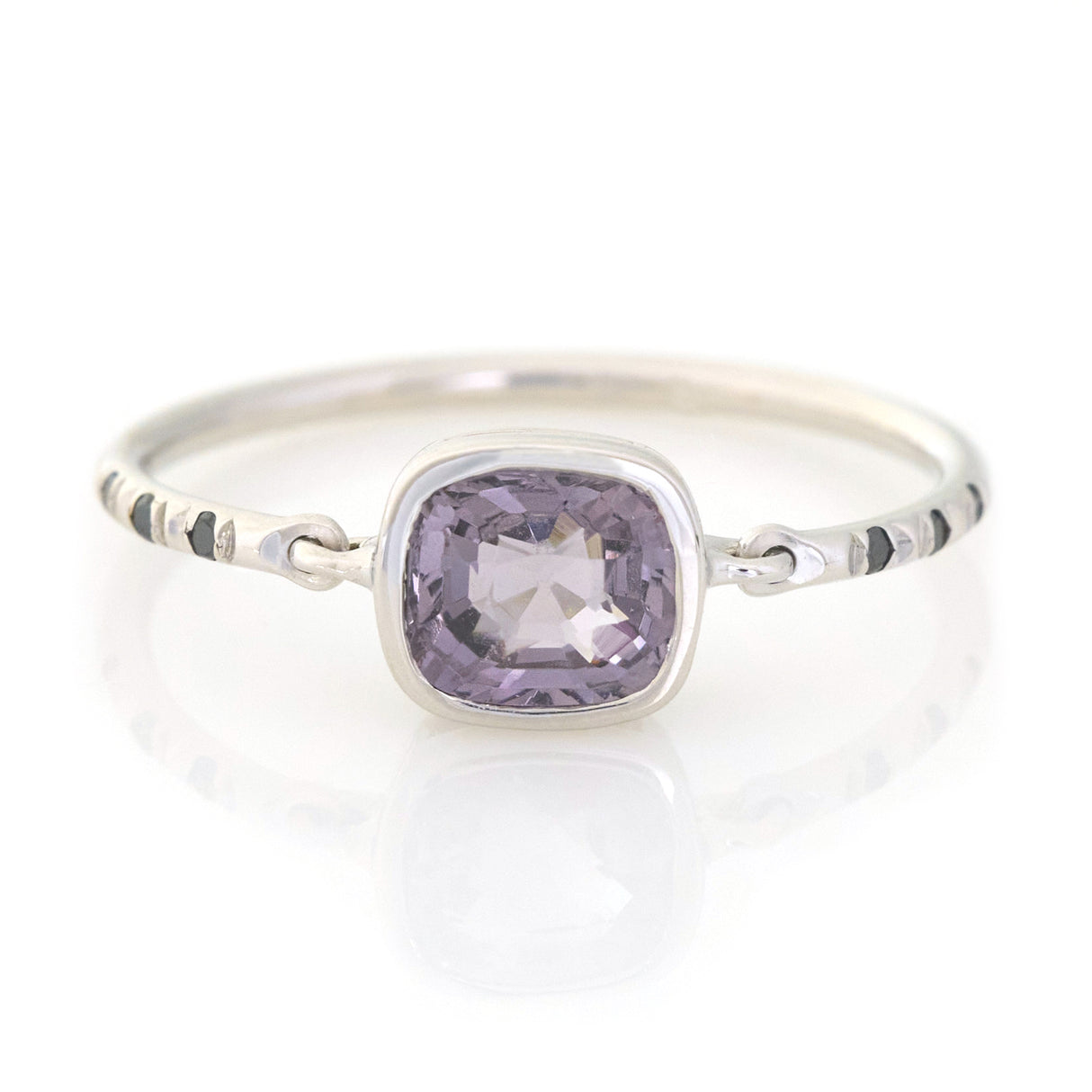 Lilac Grey Spinel Petite Circle Diamond Ring