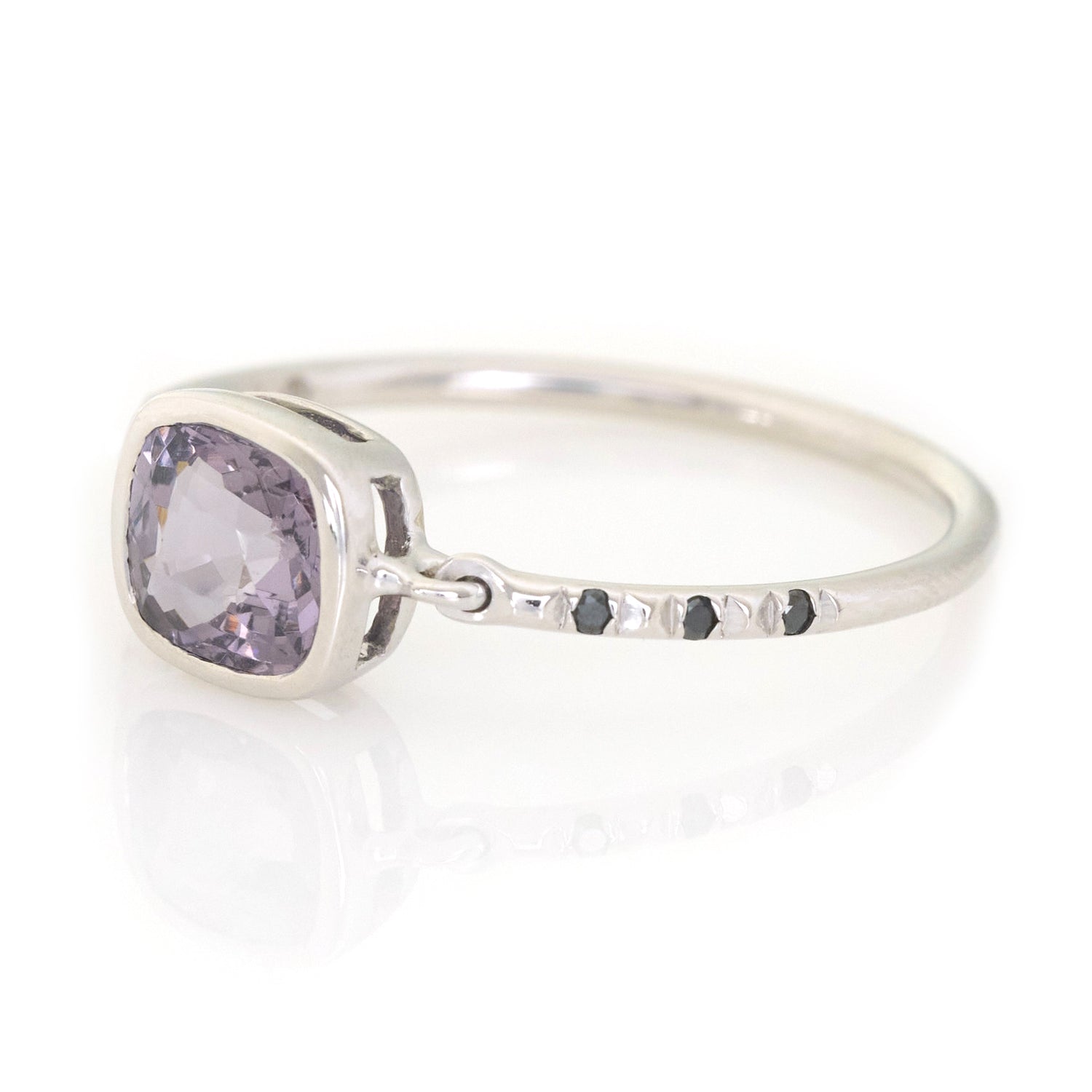 Lilac Grey Spinel Petite Circle Diamond Ring side